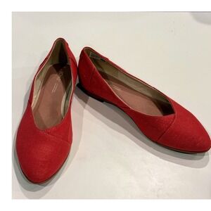 TOMS Jutti Pink Coral Gold Shimmer Pointed Toe Ballet Flats Womens 11 10019556